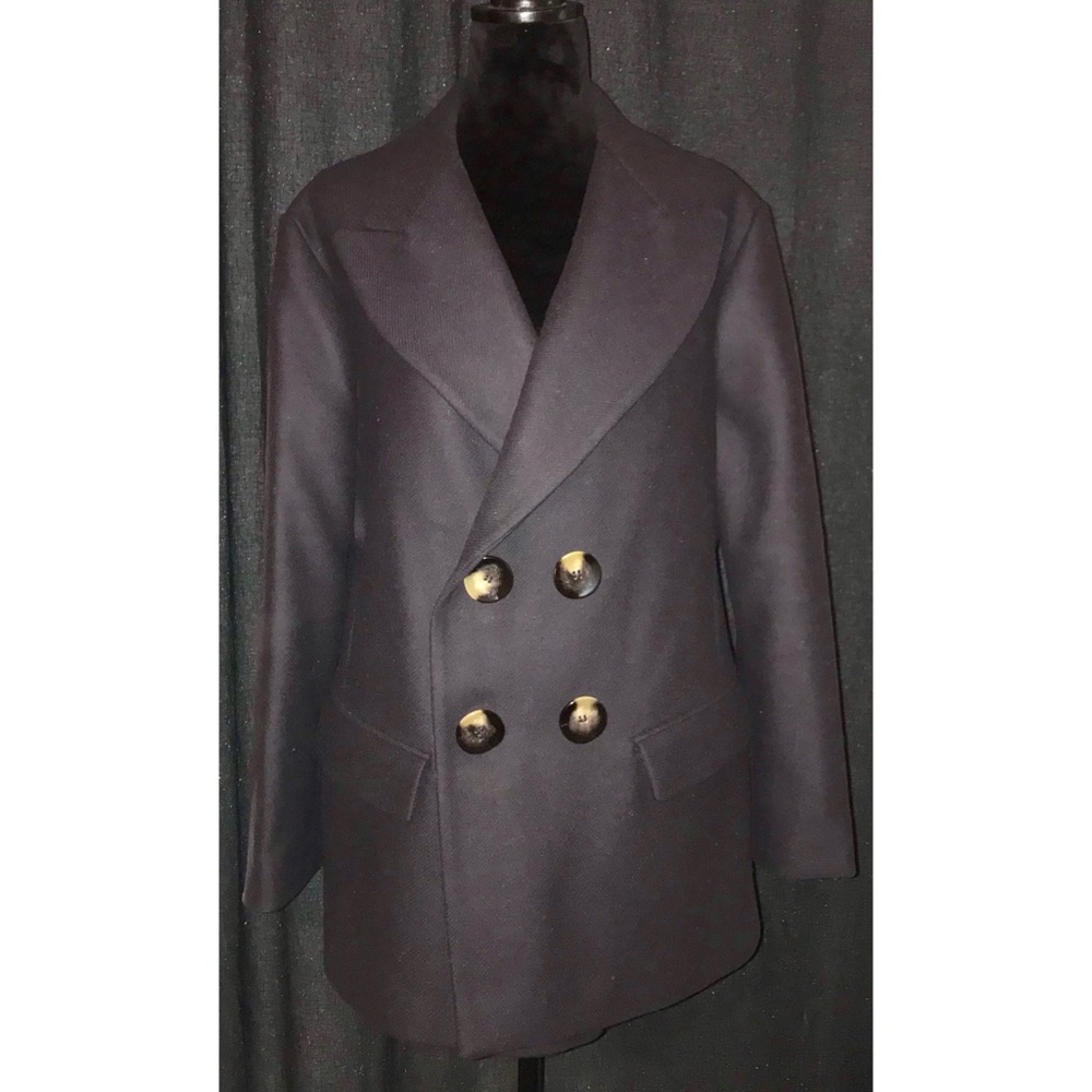 NEW ZARA Short Double Breasted Coat Jacket Blue
